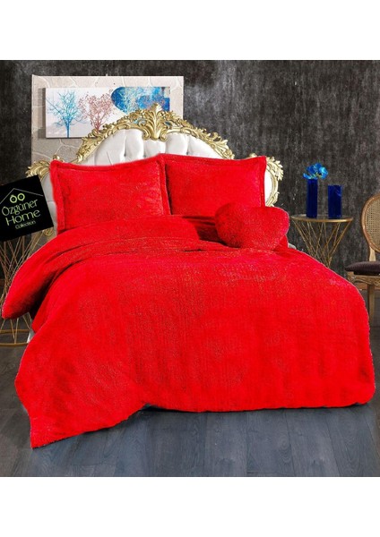 Peluş Nevresim Takımı, Yumuşak Peluş Kumaş ve Konforlu Kışlık Yatak Odası Takımı – (Kırmızı)