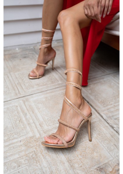 Olala Kadin Gumus Platform Detay Abiye Ayakkabi modelleri