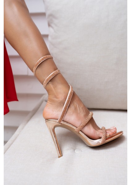 Olala Kadin Gumus Platform Detay Abiye Ayakkabi indirimleri