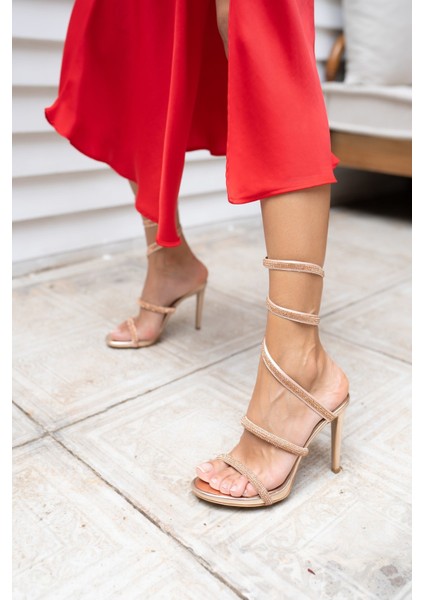 Olala Kadin Gumus Platform Detay Abiye Ayakkabi