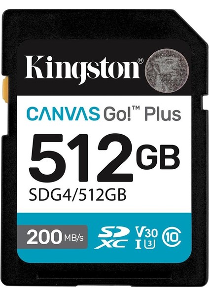 Kingston SDG4-512GB 512GB Sdxc Canvas Go Plus Gen4 200MB-S C10 Uhs-I U3 V30 Hafıza Kartı