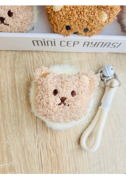 Mini Peluş Ayıcık Cep Aynası – Sevimli Anahtarlıklı | Yumuşak Peluş Tasarım
