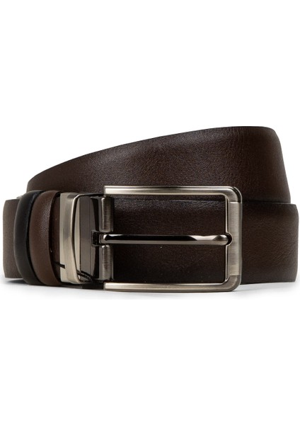 Hakiki Deri Kahverengi - Siyah Çift Taraflı Erkek Kemer - TB003MKHVW01