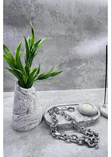 Kayık Asimetrik Kesim Vazo - Mermer Desen modelleri