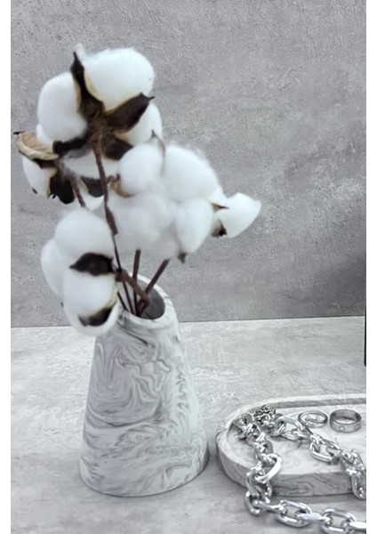 Kayık Asimetrik Kesim Vazo - Mermer Desen fırsatları