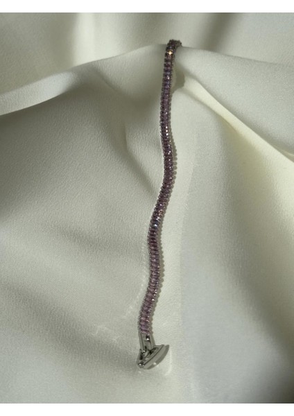 Zirkon Taşlı Mor Suyolu Bileklik