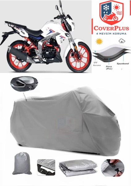 Falcon Shark 188 Motor Brandası Gri Arka Çanta Uyumlu Motorsiket Brandası Motor Örtüsü Çadır Su Geçirmez Motosiklet Kılıfı Motor Brandası