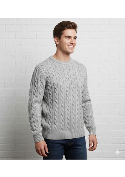 Moda Base Erkek-Saç Örgülü-Bisiklet Yaka-Kazak fiyatları