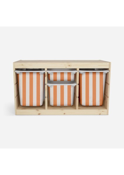 Trofast Turuncu Çizgili Sticker - Çocuk Odası Oyuncak Düzenleme Etiketi - Dayanıklı Folyo