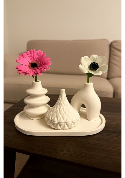 Üçlü Dekoratif Set-Saklama Kutusu ve Vazo
