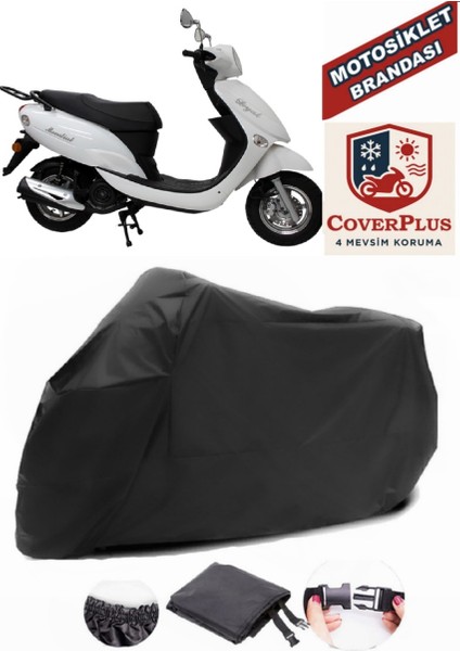 Mondial 100 Masti x Motor Brandası Siyah Motorsiket Brandası Motor Örtüsü Çadır Su Geçirmez Motosiklet Kılıfı Motor Brandası