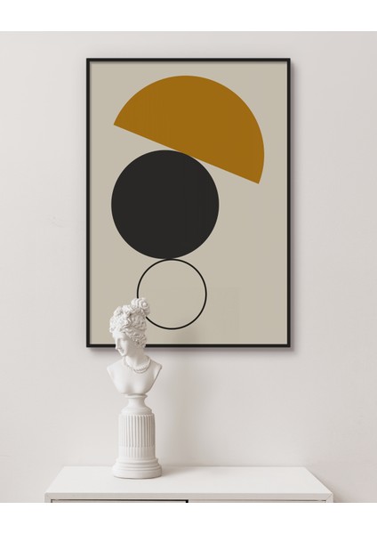 Metal Çerçeveli Gerçek Camlı Tablo, Soyut Daireler Tablo Dijital Baskı, Soyut, Ev,ofis Dekorasyon