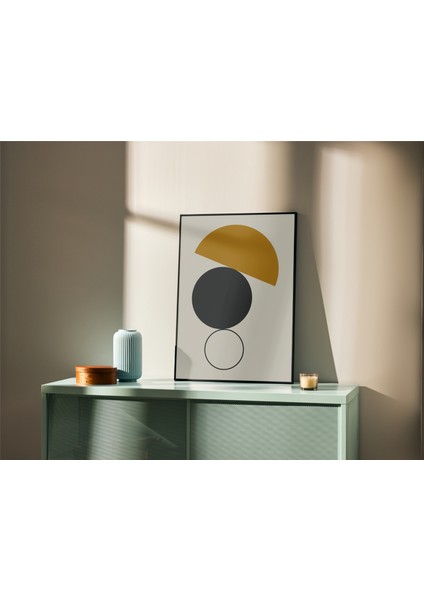 Metal Çerçeveli Gerçek Camlı Tablo, Soyut Daireler Tablo Dijital Baskı, Soyut, Ev,ofis Dekorasyon