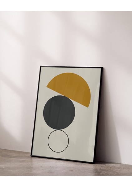 Metal Çerçeveli Gerçek Camlı Tablo, Soyut Daireler Tablo Dijital Baskı, Soyut, Ev,ofis Dekorasyon