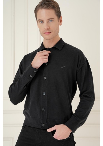 Tr 879 Slim Fit Siyah Klasik Triko