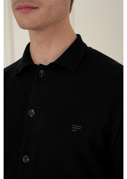 Tr 879 Slim Fit Siyah Klasik Triko