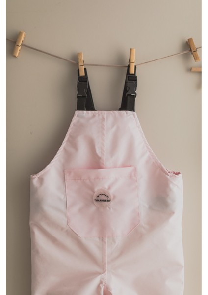 Çocuk Su Geçirmez Yağmur Tulumu Poları Takılıp Çıkarılabilir - Pudra