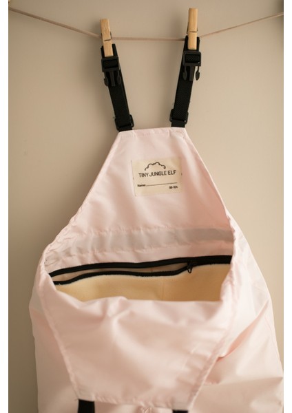 Çocuk Su Geçirmez Yağmur Tulumu Poları Takılıp Çıkarılabilir - Pudra