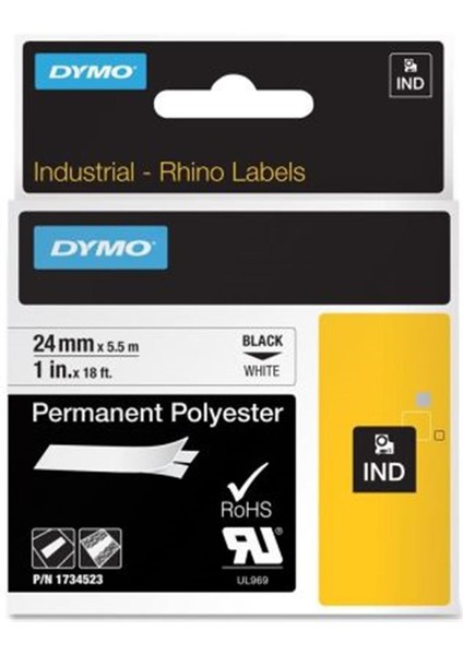 Dymo 18058 Rhinopro Isıyla Küçülen ŞERIT19MMX1,5M Sarı-Siyah