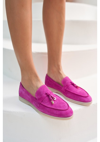 Furry Kadın Fusya Gercek Suet Ayakkabi