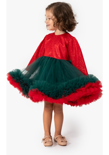 Kız Bebek Elbise Kız Çocuk Elbise Doğum Günü Parti Düğün Tütü Tüllü Uzun Kollu Astarlı Elbise