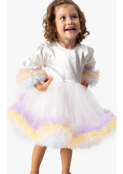 Kız Bebek Elbise Kız Çocuk Elbise Doğum Günü Parti Düğün Tütü Tüllü Uzun Kollu Astarlı Elbise fiyatları