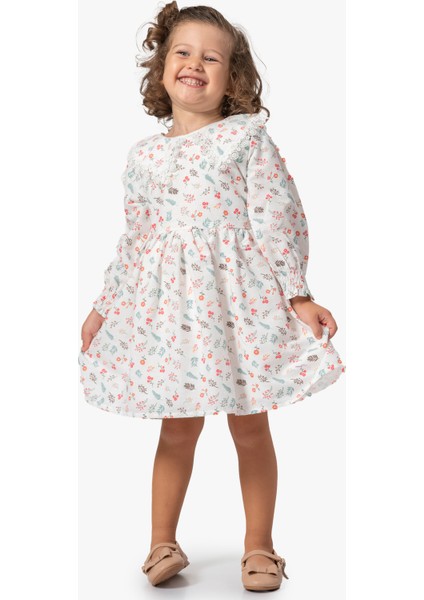 Kız Bebek Elbise Kız Çocuk Elbise Doğum Günü Parti Düğün Uzun Kollu Astarlı Pamuk Elbise