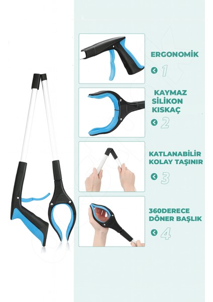 Çöp Toplama Aparatı Kıskacı ve Yaşlı Engelli Uzanma Kıskacı - Çubuk Atık Yaprak Izmarit Toplama modelleri