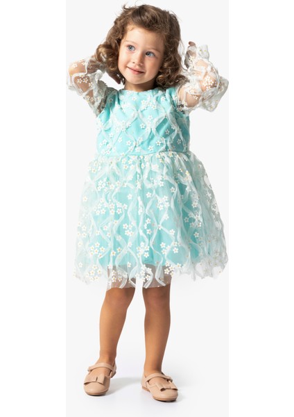 Kız Bebek Elbise Kız Çocuk Elbise Doğum Günü Parti Düğün Tütü Tüllü Uzun Kollu Astarlı Elbise