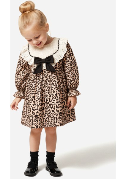 Kız Bebek Elbise Kız Çocuk Elbise Leopar Doğum Günü Parti Düğün Özel Gün Uzun Kol Astarlı elbise modelleri