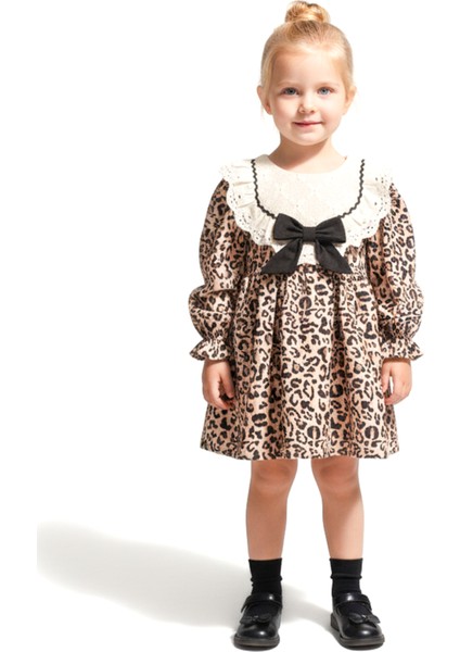 Kız Bebek Elbise Kız Çocuk Elbise Leopar Doğum Günü Parti Düğün Özel Gün Uzun Kol Astarlı elbise indirimleri