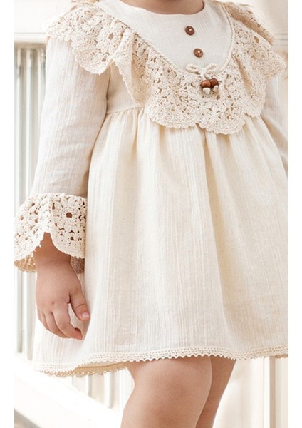 Kız Bebek Elbise Kız Çocuk Elbise Doğum Günü Parti Düğün Keten Uzun Kollu Astarlı Elbise fiyatları