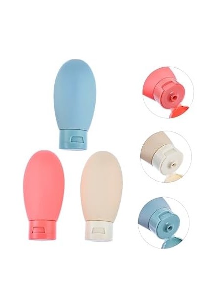 Kyrotech 3’lü Seyahat Tipi Doldurulabilir Şişe Seti – 60 ml Boş Krem ve Şampuan Kabı, Sızdırmaz Kapaklı, Taşıma Çantalı, Kozmetik, Losyon ve Jel Için Uygun