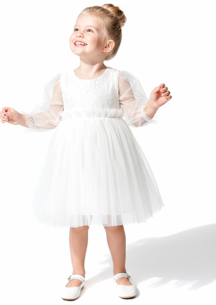 Kız Bebek Elbise Kız Çocuk Elbise Doğum Günü Parti Düğün Elbise Uzun Kollu astarlı elbise