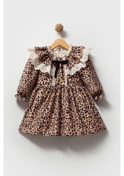 Kız Bebek Elbise Kız Çocuk Elbise Leopar Doğum Günü Parti Düğün Özel Gün Uzun Kol Astarlı elbise modelleri