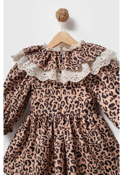 Kız Bebek Elbise Kız Çocuk Elbise Leopar Doğum Günü Parti Düğün Özel Gün Uzun Kol Astarlı elbise fırsatları