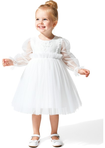 Kız Bebek Elbise Kız Çocuk Elbise Doğum Günü Parti Düğün Elbise Uzun Kollu astarlı elbise