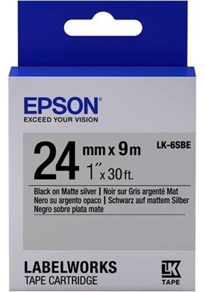 Epson Lk-6sbe Gümüş Üzeri Siyah 24MM 9metre Etiket
