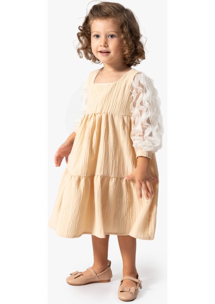 Kız Bebek Elbise Kız Çocuk Elbise Doğum Günü Parti Düğün Tütü Tüllü Uzun Kollu Astarlı Elbise