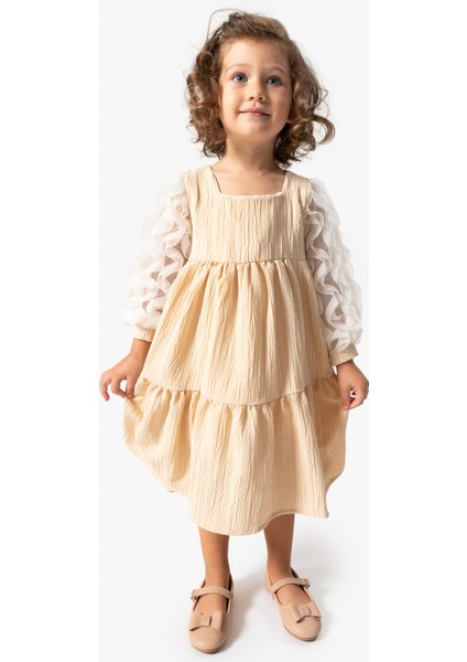 Kız Bebek Elbise Kız Çocuk Elbise Doğum Günü Parti Düğün Tütü Tüllü Uzun Kollu Astarlı Elbise modelleri