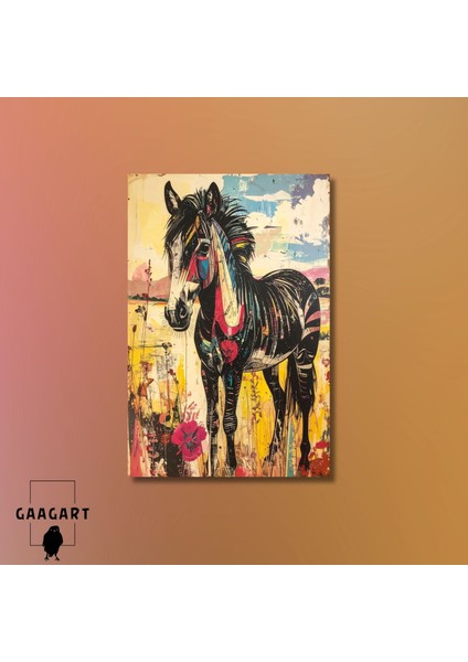 Tekli Dikey Kanvas Tablo Renkli Soft Uzaktan Zebra Portresi modelleri