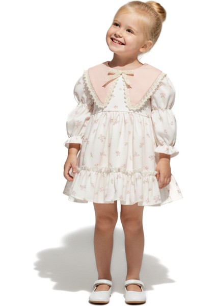 Kız Bebek Elbise Kız Çocuk Elbise Yakalı Doğum Günü Parti Düğün Özel Gün Uzun Kol Astarlı elbise