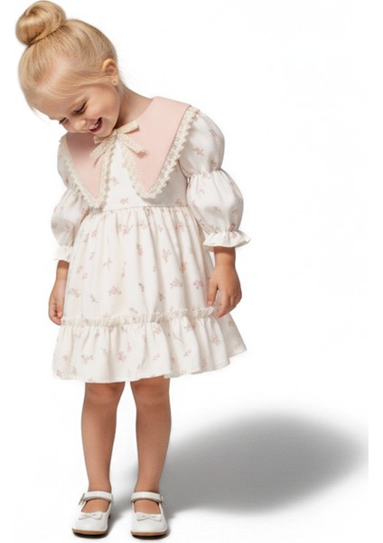 Kız Bebek Elbise Kız Çocuk Elbise Yakalı Doğum Günü Parti Düğün Özel Gün Uzun Kol Astarlı elbise indirimleri