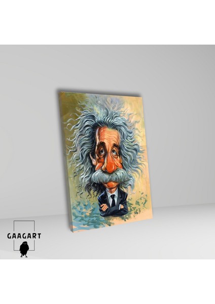 Tekli Dikey Kanvas Tablo Albert Einstein Karikatür fiyatları