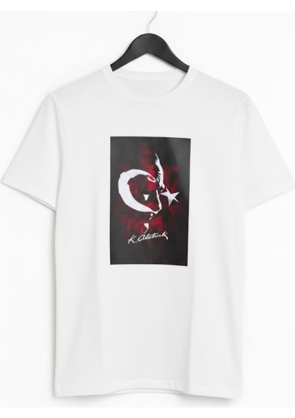 Atatürk Baskılı Bisiklet Yaka Kısa Kol T-Shirt
