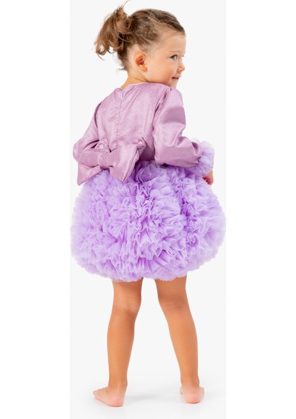 Kız Bebek Elbise Kız Çocuk Elbise Doğum Günü Parti Düğün Tütü Tüllü Uzun Kollu Astarlı Elbise