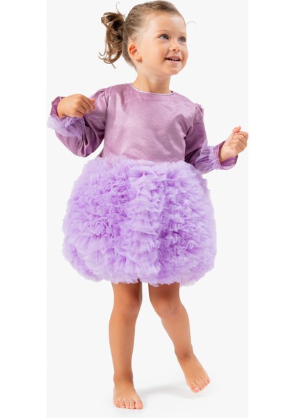 Kız Bebek Elbise Kız Çocuk Elbise Doğum Günü Parti Düğün Tütü Tüllü Uzun Kollu Astarlı Elbise modelleri