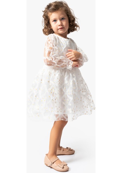 Kız Bebek Elbise Kız Çocuk Elbise Doğum Günü Parti Düğün Tütü Tüllü Uzun Kollu Astarlı Elbise modelleri