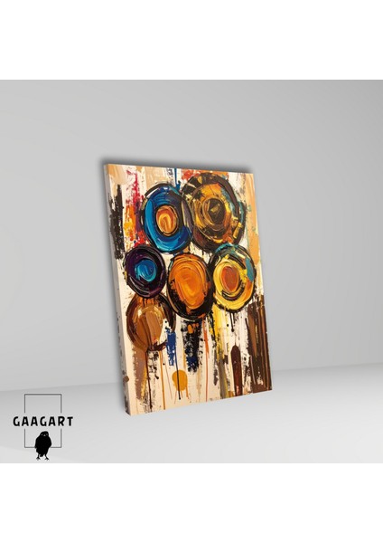 Tekli Dikey Kanvas Tablo Soyut Sanatsal Renkli Daireler fiyatları