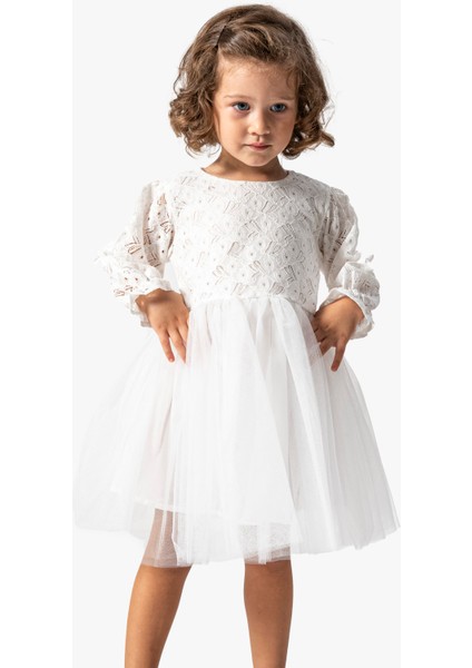 Kız Bebek Elbise Kız Çocuk Elbise Doğum Günü Parti Düğün Tütü Tüllü Uzun Kollu Astarlı Elbise